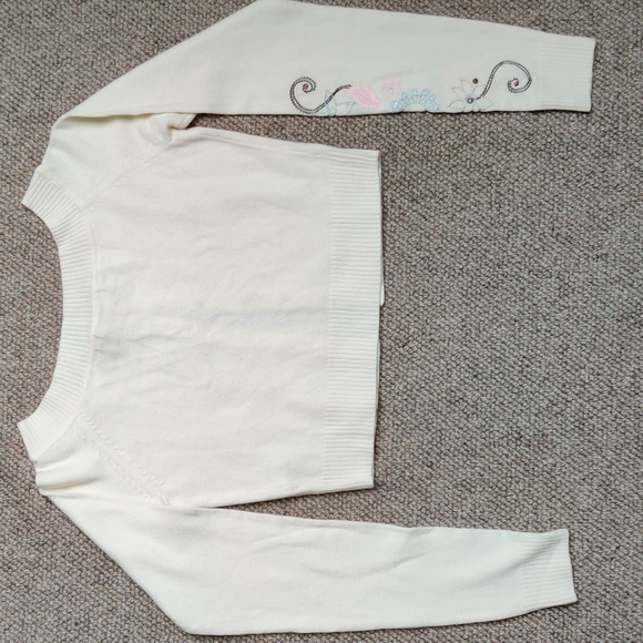 Esprit cropped cardigan in cream with embroidery, Small - Picture 6 of 6